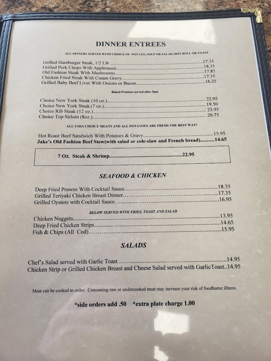 Jake's Cafe Menu - Image 1